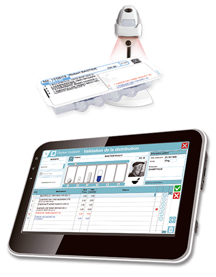 Tablette avec logiciel de validation et douchette