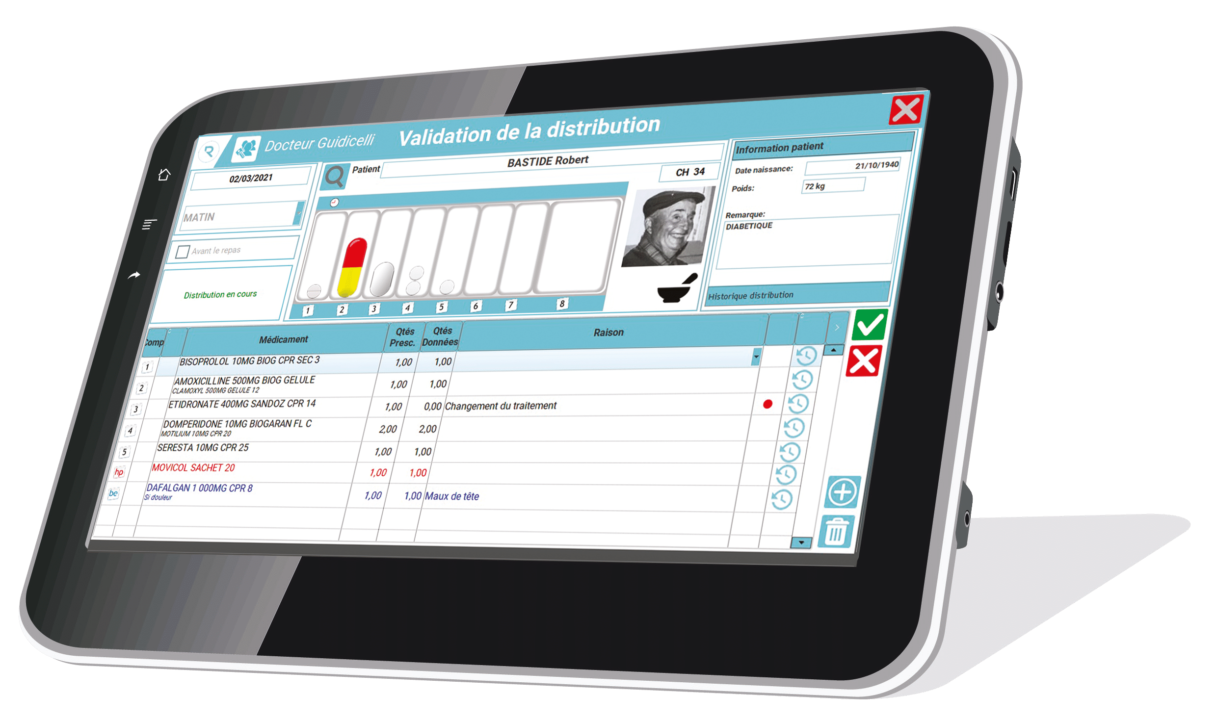 Tablette validation de la distribution - PDA en établissement